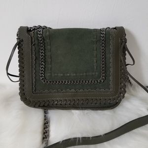NEW Genuine Suede khaki crossbody bag